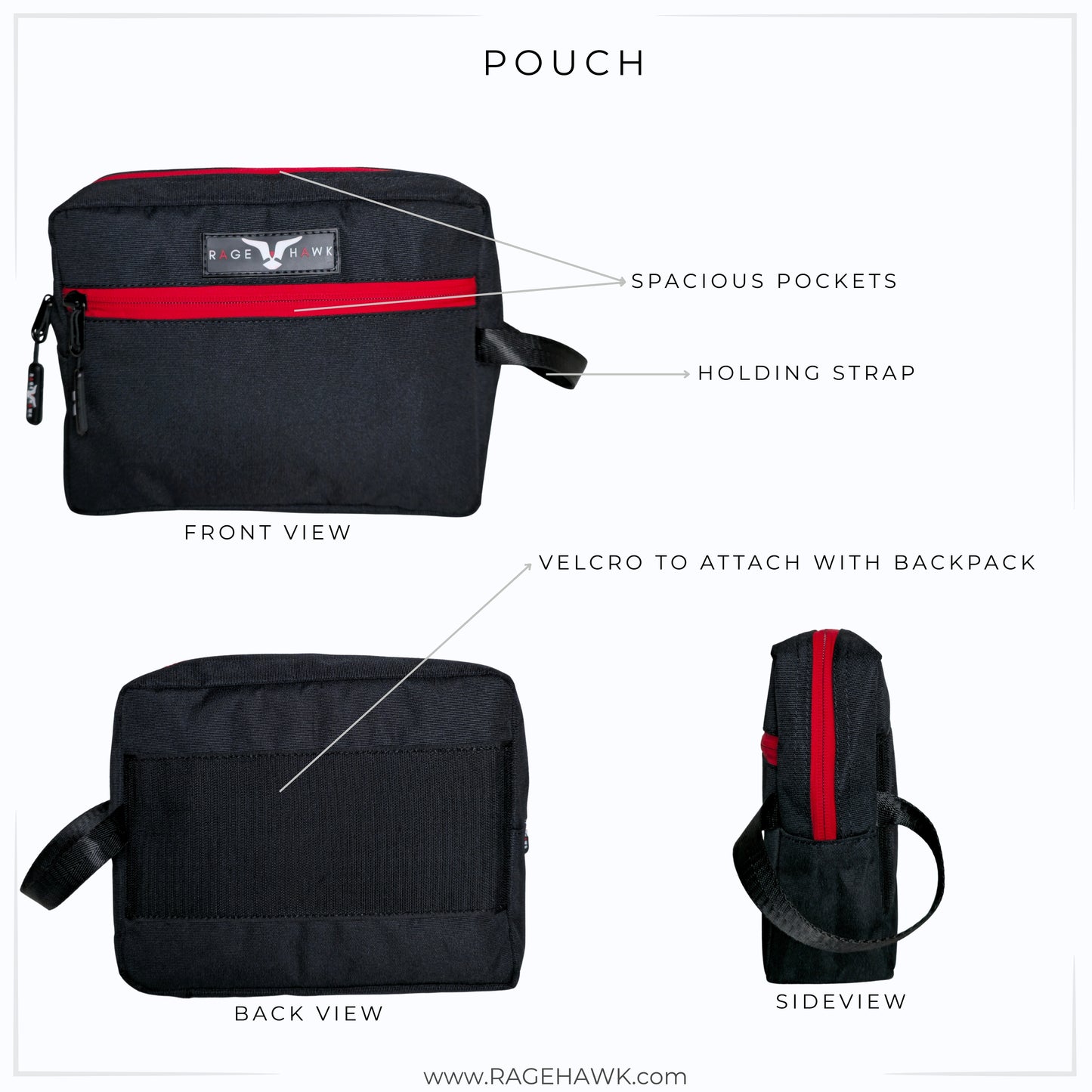 Tactical Backpack - Classic Black & Red 35L