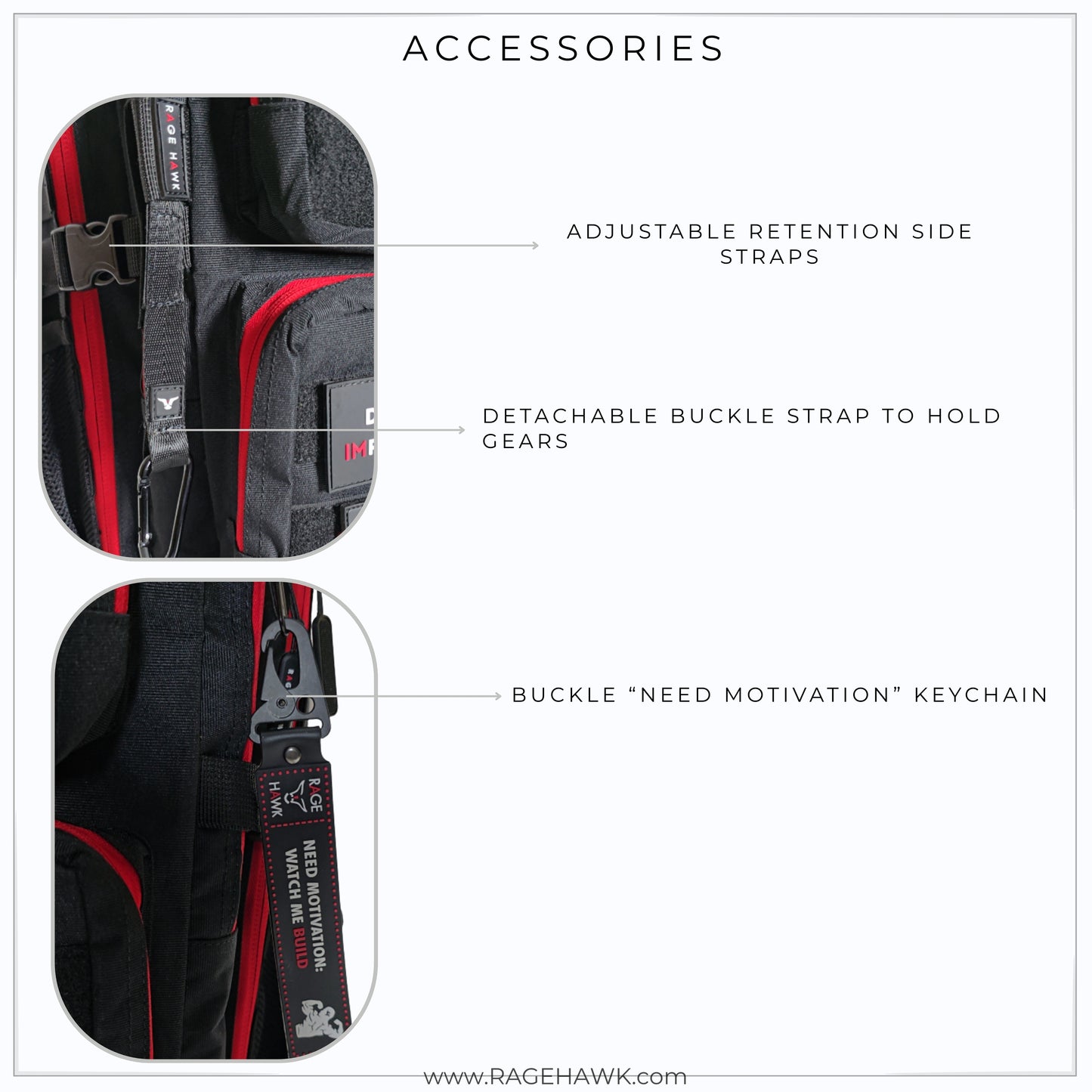 Tactical Backpack - Classic Black & Red 35L
