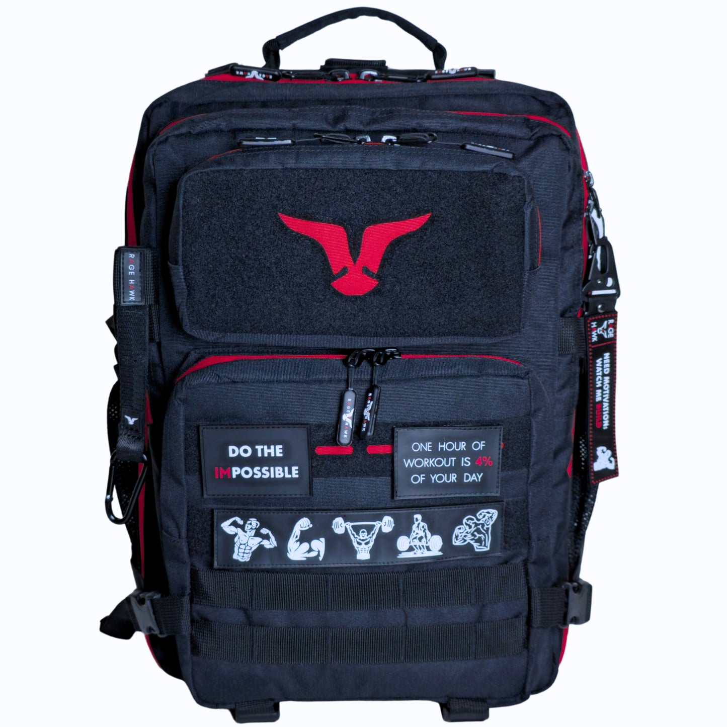 Tactical Backpack - Classic Black & Red 35L