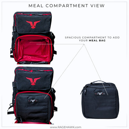 Tactical Backpack (With Meal Prep) - Classic Black & Red 35L