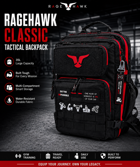 Tactical Backpack - Classic Black & Red 35L