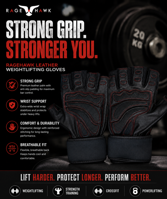 Weightlifting Leather Gloves with Wrist