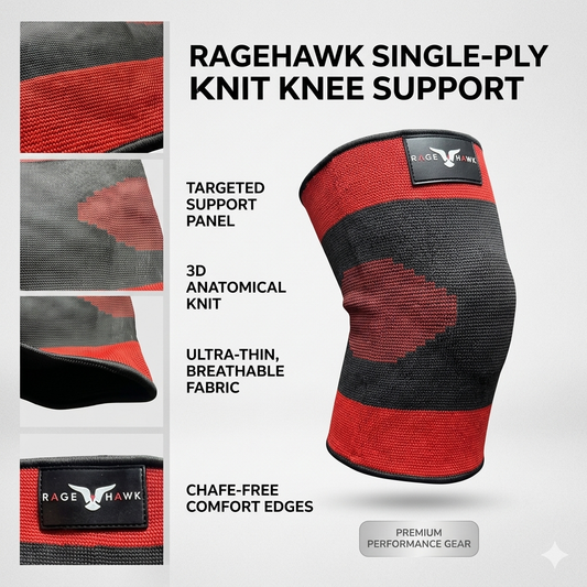 Knee Support - Single PLY (Black-Red)