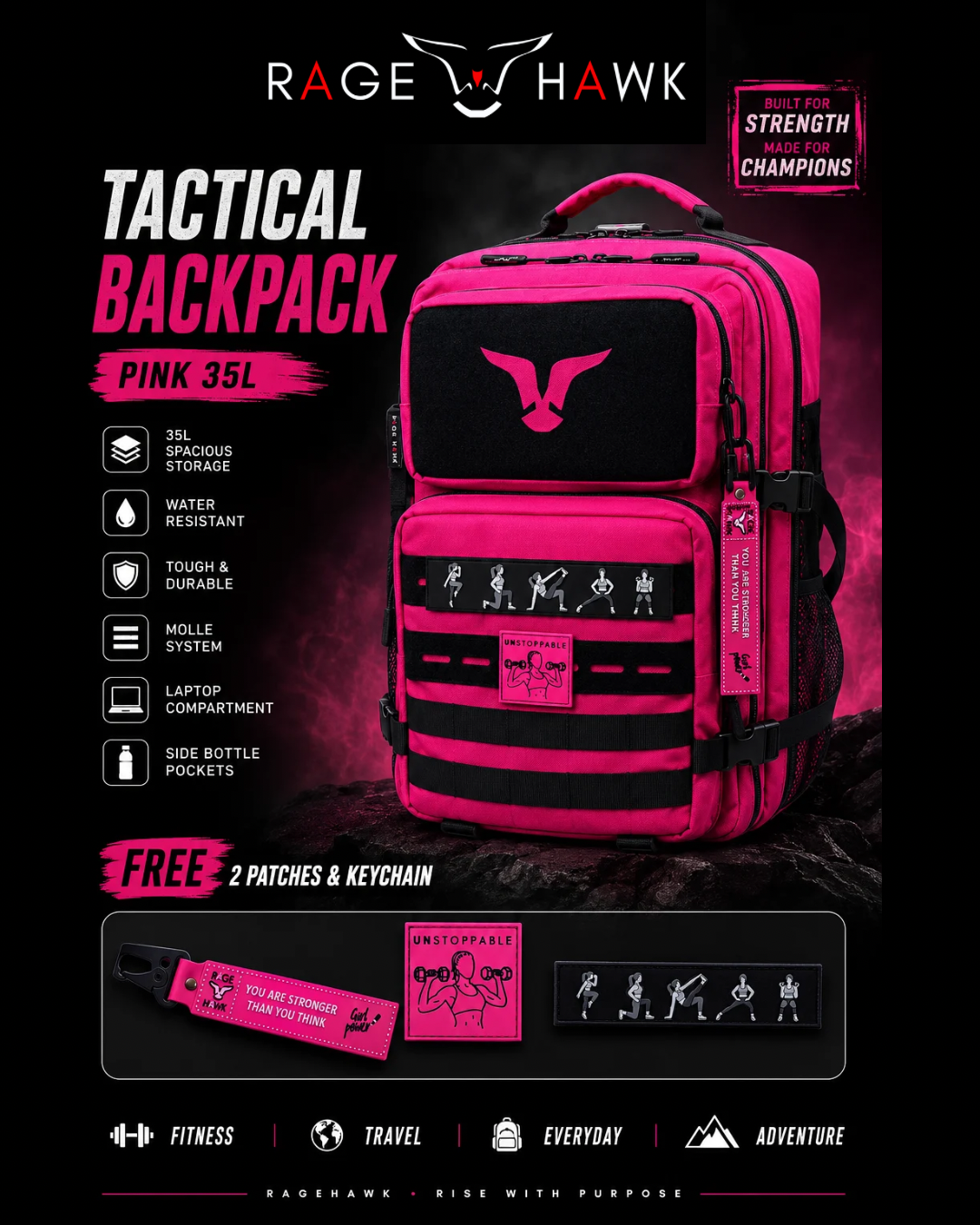 Tactical Backpack - Pink 35L
