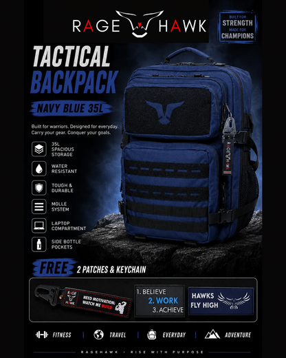Tactical Backpack - Navy Blue 35L